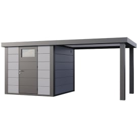 Abri de Jardin  ELEGANTO 2424  lounge S ouvert D - Fa&ccedil;ade L.238 x l.238 cm - lounge L 284 x l 258 cm - 5,7 m&sup2; et 6,8 m&sup2;