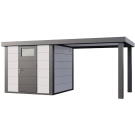 Abri de Jardin  ELEGANTO 2424  lounge S ouvert D - Fa&ccedil;ade L.238 x l.238 cm - lounge L 284 x l 258 cm - 5,7 m&sup2; et 6,8 m&sup2;