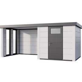 Abri de Jardin ELEGANTO 2424 lounge S ferm&eacute; fen&ecirc;tres G - Fa&ccedil;ade L.238 x l.238 cm - lounge L.284 x l.258 cm - 5,7m&sup2; et 6,8m&sup2;
