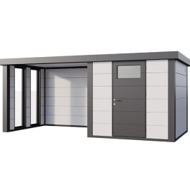 Abri de Jardin ELEGANTO 2424 lounge S ferm&eacute; fen&ecirc;tres G - Fa&ccedil;ade L.238 x l.238 cm - lounge L.284 x l.258 cm - 5,7m&sup2; et 6,8m&sup2;