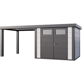 Abri de Jardin ELEGANTO 2724 lounge L ouvert G - Fa&ccedil;ade L.268 x l.238 cm - lounge L.288 x l.258 cm - 6,4 m&sup2; et 6,8 m&sup2;