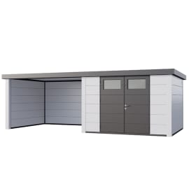 Abri de Jardin ELEGANTO 3030 lounge L ferm&eacute; G - Fa&ccedil;ade L.298 x l.298 cm - lounge L.344 x l.318 cm- 8,9 m&sup2; et 10,2 m&sup2;