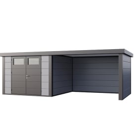 Abri de Jardin ELEGANTO 3030 lounge L ferm&eacute; D - Fa&ccedil;ade L.298 x l.298 cm - lounge L.344 x l.318 cm - 8,9 m&sup2; et 10,2 m&sup2;
