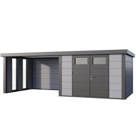 Abri de Jardin ELEGANTO 3030 lounge L ferm&eacute; G fen&ecirc;tres - Fa&ccedil;ade L.298 x l.298 cm - lounge L.344 x l.318 cm- 8,9 m&sup2; et 10,2 m&sup2;