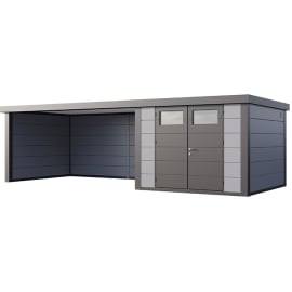 Abri de JardinELEGANTO 3030lounge ext L ferm&eacute; G - Fa&ccedil;ade L.298 x l.298 cm - lounge L 464 x l 318 cm- 8,9 m&sup2; et 13,8 m&sup2;