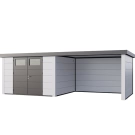 Abri de JardinELEGANTO 3330lounge L ferm&eacute; D - Fa&ccedil;ade L.328 x l.298 cm - lounge L 344 x l 318 cm- 9,8 m&sup2; et 10,2 m&sup2;