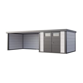 Abri de Jardin ELEGANTO 3330 lounge ext L ferm&eacute; G - Fa&ccedil;ade L.328 x l.298 cm - lounge L.464 x l.318 cm - 9,8 m&sup2; et 13,8 m&sup2;