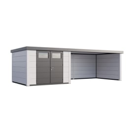 Abri de Jardin ELEGANTO 3330 lounge ext L ferm&eacute; D - Fa&ccedil;ade L.328 x l.298 cm - lounge L.464 x l.318 cm - 9,8 m&sup2; et 13,8 m&sup2;