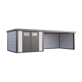 Abri de Jardin ELEGANTO 3330 lounge ext L ferm&eacute; D - Fa&ccedil;ade L.328 x l.298 cm - lounge L.464 x l.318 cm - 9,8 m&sup2; et 13,8 m&sup2;