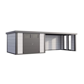 Abri de Jardin ELEGANTO 3330 lounge ext L ferm&eacute; D fen&ecirc;tres - Fa&ccedil;ade L.328 x l.298 cm - lounge L.464 x l.318 cm- 9,8 et 13,8 m&sup2;