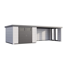 Abri de Jardin ELEGANTO 3330 lounge ext L ferm&eacute; D fen&ecirc;tres - Fa&ccedil;ade L.328 x l.298 cm - lounge L.464 x l.318 cm- 9,8 et 13,8 m&sup2;