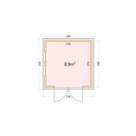 Abri de Jardin LUMINATO 3030 - Façade L.298 x l.298 cm et 2 fenêtres - 8,9 m² surface