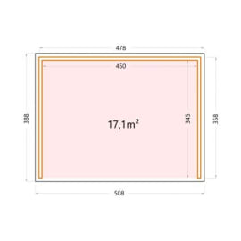 Auvent SINGOLO 4836 - Façade L.478 x l.358 cm - 17,1 m² plan surface