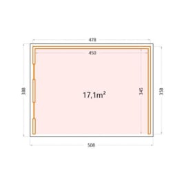 Auvent SINGOLO 4836 2 chassis fixes vitrées sur toute la hauteur - Façade L.478 x l.358 cm - 17,1 m²