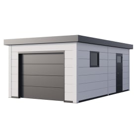 Garage 3663 porte de service et porte sectionnelle motoris&eacute;e  - Fa&ccedil;ade L.628 x l.358 cm - 22,5 m&sup2;