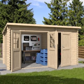 Abri de Jardin ASTER M32 - 380x320 cm - 2 espaces + cloison - 10.48 m² situation