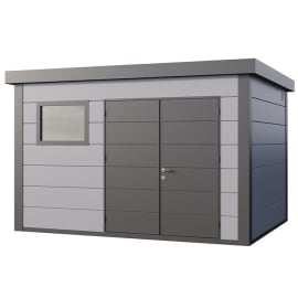 Abri de Jardin ELEGANTO 3930+ ch&acirc;ssis fixe - Fa&ccedil;ade L.388 x l.298 cm - 11,6 m&sup2; gris clair