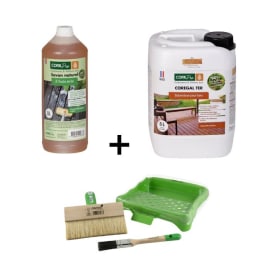 Pack entretien Régulier pour terrasse bois : Nettoyant + Saturateur + Set d&#039;application