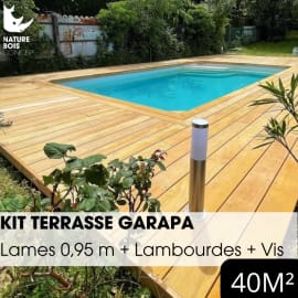 Kit terrasse complet - GARAPA - Ep.21 mm x l.145 mm - L.0,95 m - &Agrave; partir de 10 m&sup2;