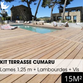 Kit terrasse complet - CUMARU - Ep.21 mm x l.145 mm - L.1,25 m - &Agrave; partir de 10 m&sup2;