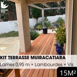 Kit terrasse complet - MUIRACATIARA / TIGER WOOD - Ep.21 mm x l.145 mm - L.0,95 m - &Agrave; partir de 10 m&sup2;