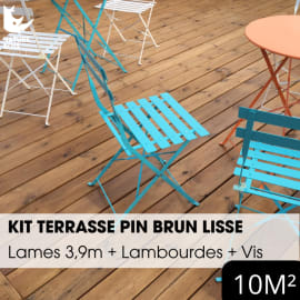 Kit terrasse complet - PIN BRUN - AB LISSE - Ep.27 mm x l.145 mm - L.3,9 m - À partir de 10 m²