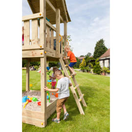 Aire de jeux en bois avec toboggan - Pagode de coté