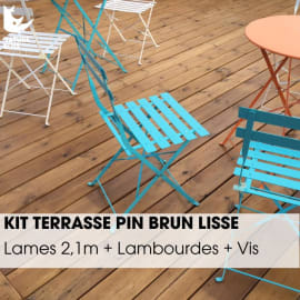 Kit terrasse complet - PIN BRUN - AB LISSE - Ep.27 mm x l.145 mm - L.2,1 m