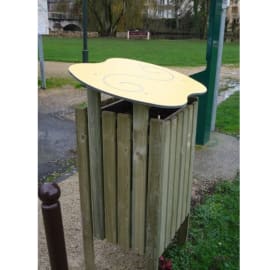 Poubelle en bois avec Toit Lausanne - H. 75 cm de cot&eacute;
