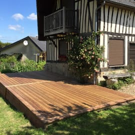 Lame terrasse - PIN BRUN - AB STRI&Eacute;E - Ep.27 mm / l.145 mm / L.2,10 m photo en situation 2