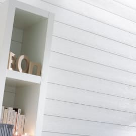 Lambris Sapin - Blanc Chantilly - Bross&eacute; - Ep.12 mm / l.135 mm