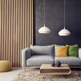 Rev&ecirc;tement Mural Rythmix Carr&eacute; Naturel - Rabot&eacute; - Ep.40 mm / l.40 mm / L.2,40 m - Paquet de 0,38 m&sup2; - image en situation