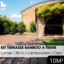 Kit terrasse complet - MOSO&reg; BAMBOO X-TREME Satur&eacute;e - Ep.20 mm x l.155 mm - L.1,85 m - &Agrave; partir de 10 m&sup2; - 10 m&sup2;