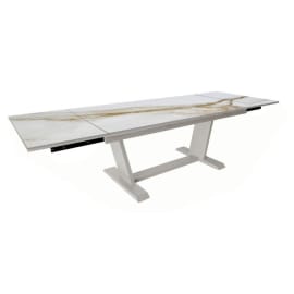 Table de jardin extensible aluminium - Amber - L.180/280 x l.100 cm - 8/12 personnes - table praline