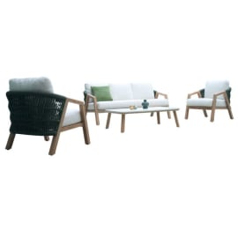 Salon bas de jardin (1 canap&eacute; + 2 fauteuils + 1 table basse rectangulaire) - Batz