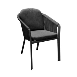 Fauteuil de jardin aluminium - Assise habill&eacute;e de cordes fines en r&eacute;sine synth&eacute;tique - Belladone