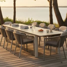 Fauteuil de jardin aluminium - Assise habill&eacute;e de cordes fines en r&eacute;sine synth&eacute;tique - Belladone