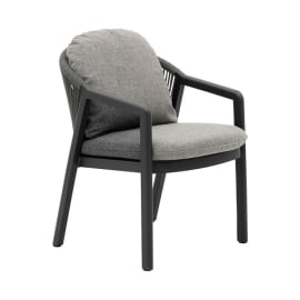 Fauteuil de jardin aluminium - Assise habill&eacute;e de cordes fines en r&eacute;sine synth&eacute;tique - Copenhagen