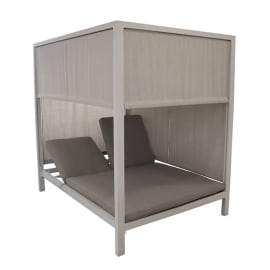 Lit de soleil double avec rideaux coulissants - Leather