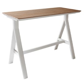 Table haute de jardin alu/Teck - Leather - L.150 x l.70 cm - 4/6 personnes