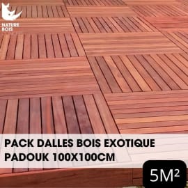 Pack Caillebotis - PADOUK - 100 x 100 cm x Ep.3.8 cm - &Agrave; partir de 1 m&sup2;
