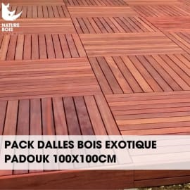 Pack Caillebotis - PADOUK - 100 x 100 cm x Ep.3.8 cm - &Agrave; partir de 1 m&sup2; jusqu'&agrave; 50m&sup2;