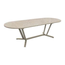 Table de jardin ovale extensible aluminium plateau HPL - Vita - L.200/260 x l.110 cm - 8/12 personnes