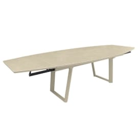 Table de jardin extensible aluminium plateau c&eacute;ramique - Manta - L.180/230/280 x l.110 cm - coloris creme