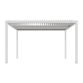 Pergola bioclimatique motoris&eacute;e avec &eacute;clairage - autoportante - aluminium thermolaqu&eacute; - 3x4 m - Ximax blanc de face