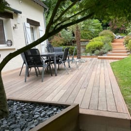 Lame terrasse bois exotique - IP&Eacute; - LISSE - Ep.21 mm / l.145 mm - Grandes longueurs