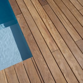 Lame terrasse bois exotique - CUMARU - LISSE - Ep.21 mm / l.145 mm - Grandes longueurs