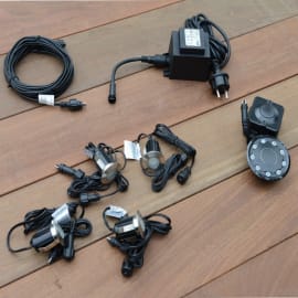 Kit Led alpha encastrable avec transformateur 60 watt, 4 led, rallonge 6 m, télécommande et récepteur