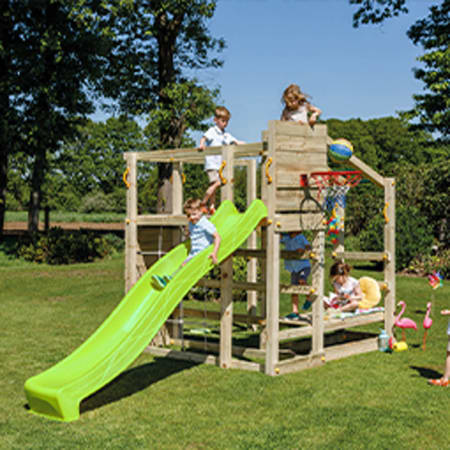 Aire de jeu en bois avec toboggan - Crossfit Aire de jeu en bois avec toboggan - Crossfit