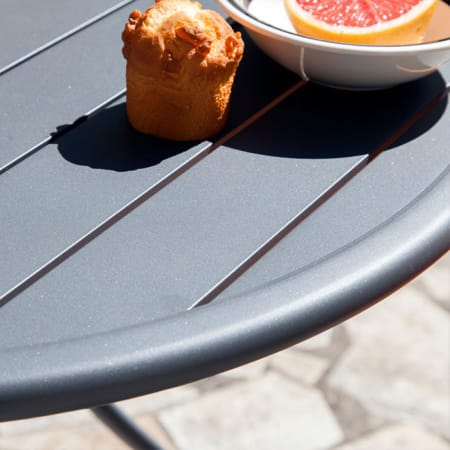 Zoom Table de jardin ronde pliante aluminium - Globe - &Oslash; 120 cm - 4 personnes - graphite